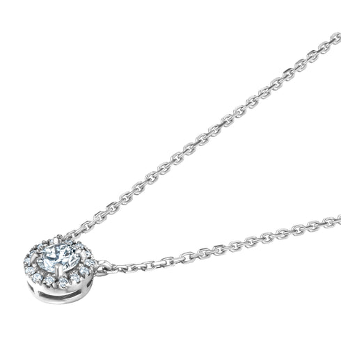 0.40ct Lab Diamond Halo Necklace in 9K White Gold G/Vs